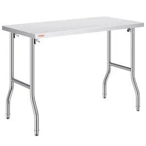 VEVOR Folding Commercial Prep Table, 48x 24 Inch Commercial Worktable Workstation, Heavy-duty Stainless Steel Folding Table with 300 lbs Load, Kitchen Work Table, for Home Kitchen Restaurant Garage