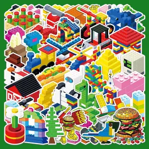 Building Blocks Series Graffiti Sticker, 51pcs/set Waterproof Decorative Sticker, DIY Creative Sticker for Phone Case, Laptop, Notebook, Helmet, Skateboard