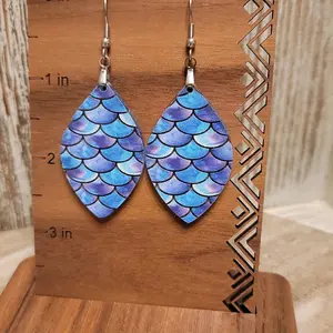 Mermaid Print Acrylic Dangle Earrings