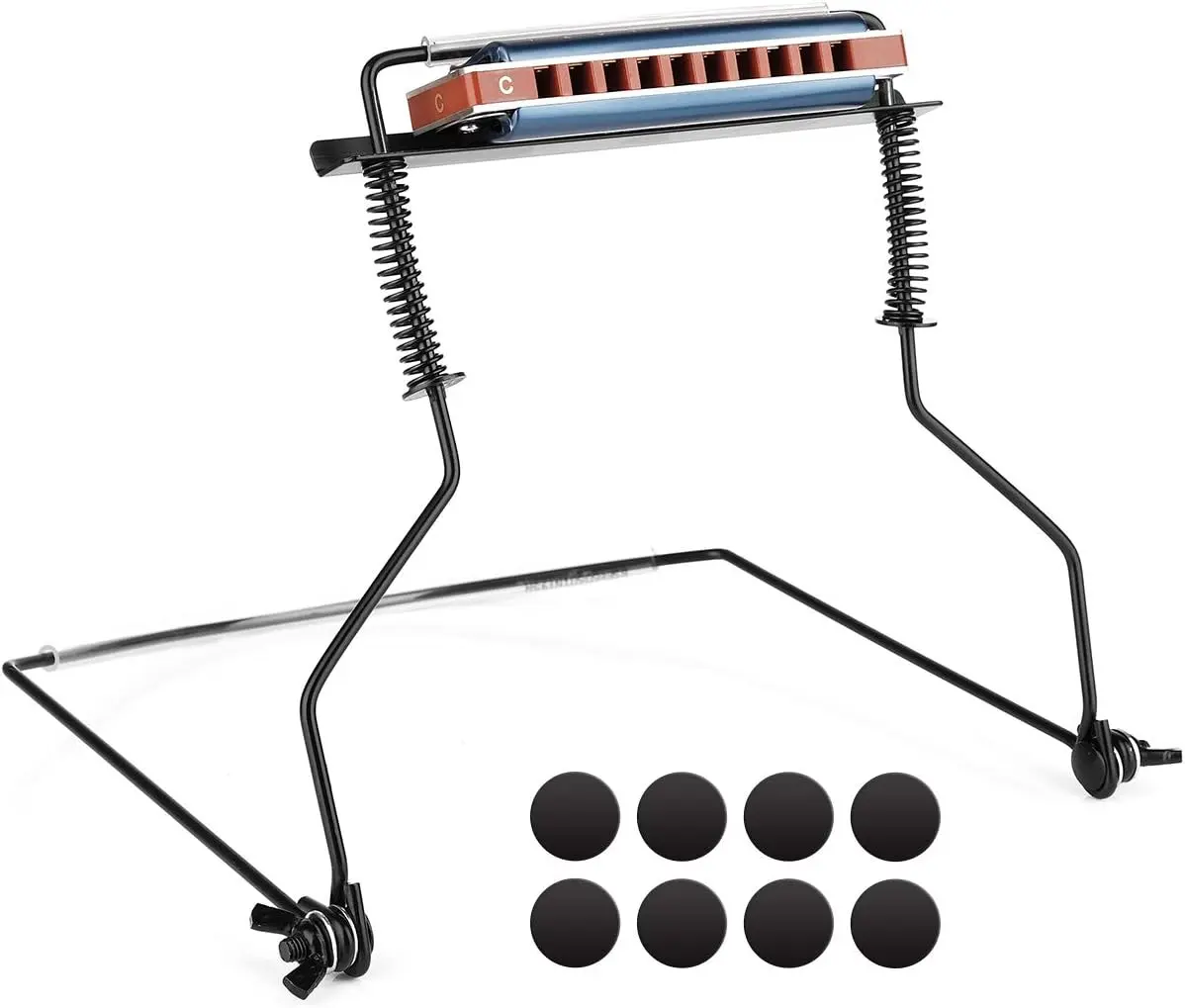 Harmonica Holder 10 Holes Harmonica Holder ET10H Black  Hands Free with Anti-Scratch Felt Pads to Protector Harmonica