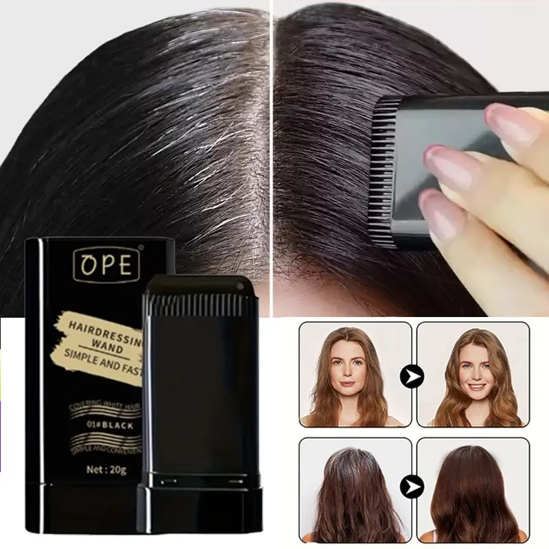 2-in-1 Hair Dye Stick with Comb, One Swipe Covers Gray Hair, Root Touch Up, Easy to Apply & Quick Coloring, Long-Lasting Color, Portable Temporary Hair Color Stick, Hair Dyeing, Covers Grey Hair