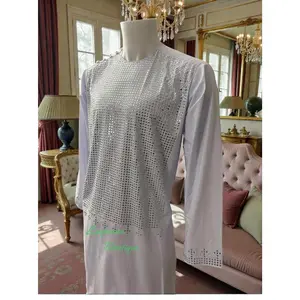 Afghan Parahan Tunban with Shesha Mirror Work – White – Small