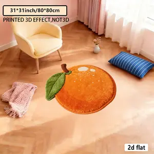 2D flat, irregular carpet / non-standard carpet, orange plush orange, multi-size suitable for bedroom, living room, dressing table, sofa area, enhancing the atmosphere shaped carpet