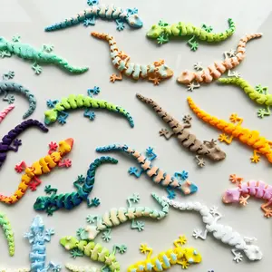 50pcs Mini 3D Printed Colorful Gecko Accessories PLA Material for Indoor School Graduation Ceremonies Office Decoration Father's Day Mother's Day Easter Birthday Parties Student Gift