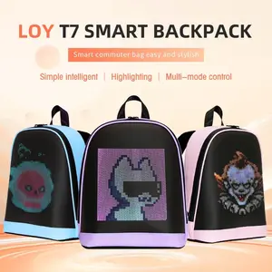 Upgrade Loy LED Display Backpack, Customizable Dynamic Design, Lightweight, Waterproof, Durable, Breathable, Unisex, Ideal for Commute, Outdoor, Travel, Night Use