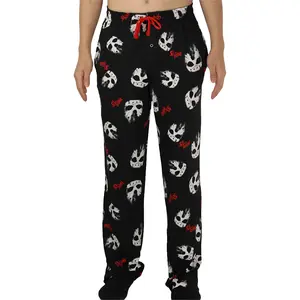 Friday The 13th Grunge Mask Print Pajama Pants Unisex Jason Horror Lounge Pants Loose Comfortable All Season Breathable Men Women Casual Sleepwear Sleep Bottoms