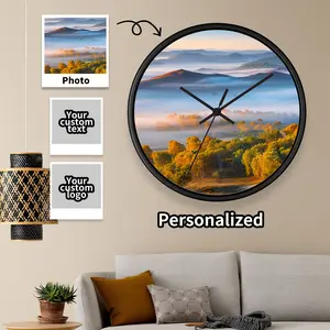 Click to see full view       2+ Personalized Clocks with Picture Custom Clock for Walls Customized Wall Clock with Picture Text Logo Living Room Backdrop