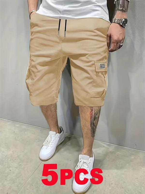 Men's work shorts, pack of 5, men's summer trendy casual shorts, multi-pocket design, durable fabric, wrinkle-free, wear-resistant, tear-resistant, comfortable and breathable, stylish and versatile