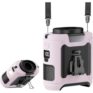 10000mAh Portable   Clip On Personal s Rechargeable, 67H Cooling Wearable Belt Shirt  with 5 Speed Wind Adjustable & LED Light, Hanging   for Outdoor Jobsite Camping