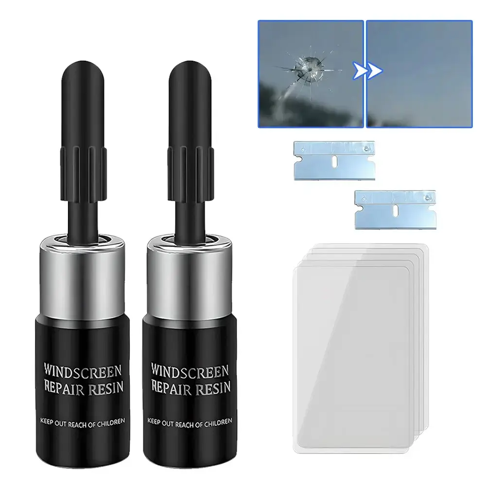 Windshield Repair Kit, 2026 Latest Car Windshield Crack Repair Kit, 2 Bottles Nano Glass Repair Liquid,Fix Bullseye. Most Crack Types Windshield Repair Kit