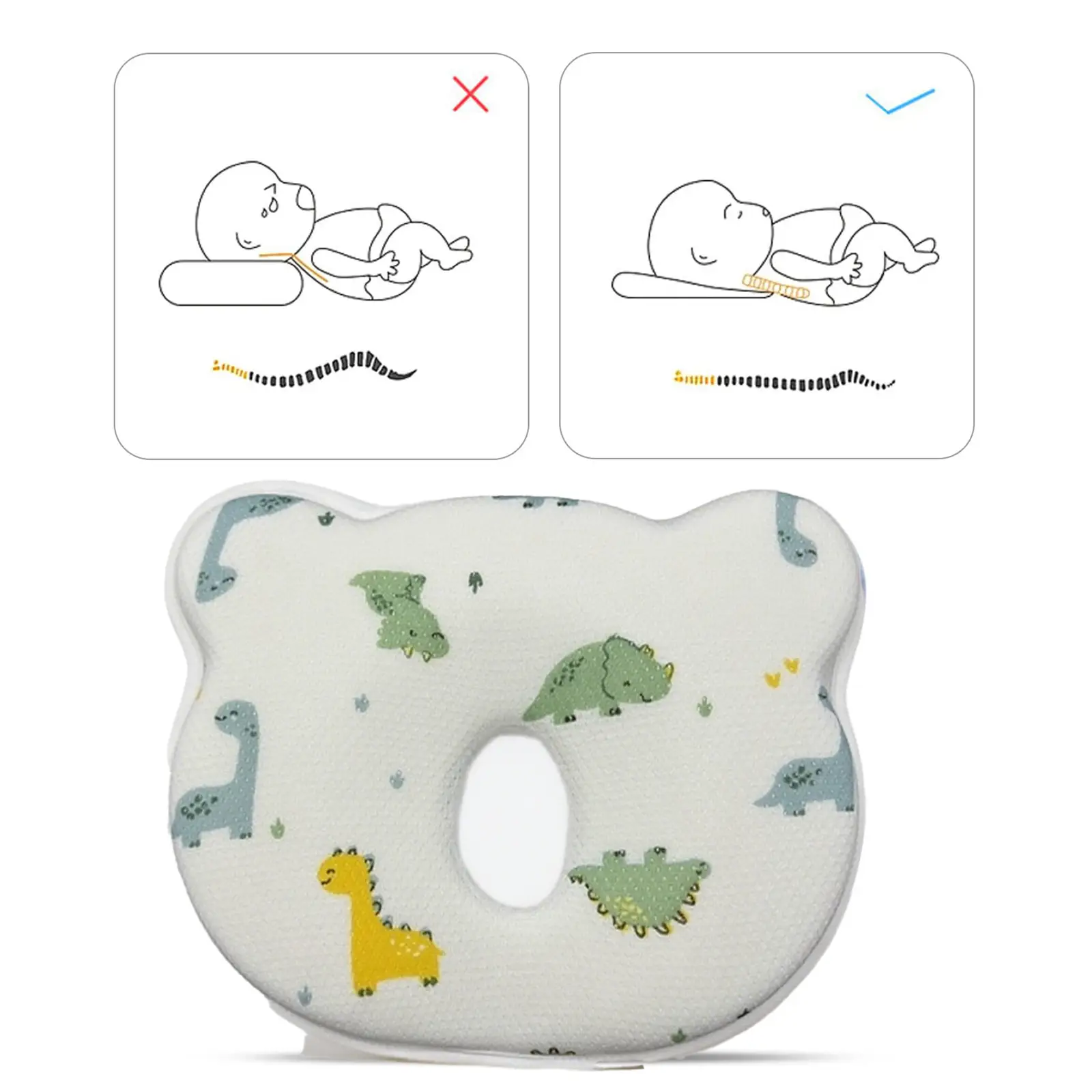 Baby Pillow Cute Bear Shape Memory Cotton Pillow Core Soft and Cozy Pillow Hеad Shaping Pillows Prеvents FΙat Hеad