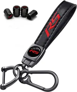 Aluminum Alloy Explosion-Proof Car Tire Valve Stem Caps and Keychain Keyring, Compatible Automotive Accessories for Chevy Camaro RS