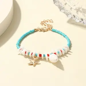 Exclusively for ocean style resort style beach series beaded shell conch starfish DIY original design bracelet, suitable for beach, spring and summer parties free for shipping