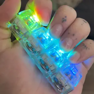 Stress-relieving Toy Mechanical Keyboard Compact Design with Crystal Keycaps LED Lights Transparent Acrylic Key Christmas giftchain