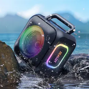 Zealot Outdoor Bluetooth Speaker, IPX6 Waterproof 30W Heavy Bass, RGB Lights & Multimedia Ports for Camping Party, Multifunctional Portable Speaker