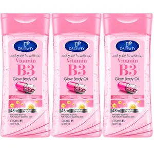 3pcs 200mlDR.DAVEY Vitamin B3 Glow Body Oil Body oil, essential oil, suitable for men and women all seasons, moisturizing skin, large volume body oil, travel portable for Body, Face, Hand, Lip, Eye