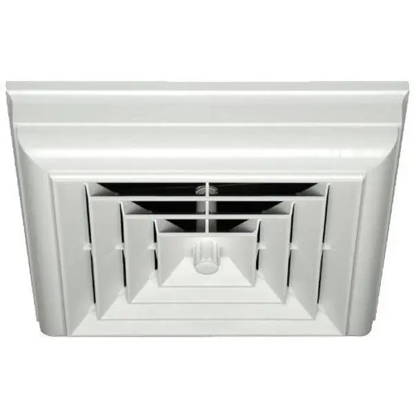 212 MAIN Havaco Quick Connect HT-CCG6B-S1D White Square Capital Crown Ceiling Diffuser, 6 in. Boot, Rotary Damper, Airflow Control, Quick Install, Square Molded, Paintable Surface, Household Appliance Part