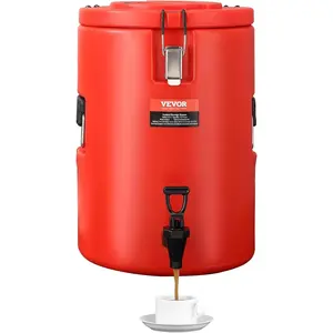 VEVOR Stainless Steel Insulated Beverage Dispenser, 4.5 Gallon 17.2 Liter, Thermal Hot and Cold Drink Server Dispenser with Spigot Handle, Food-grade for Hot Tea Coffee Water Restaurant Drink ShopHoliday gifts