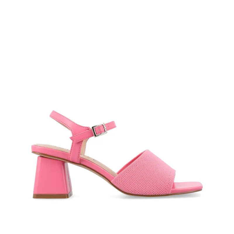 EVYLINN STRAPPY HEELS IN KNIT FABRIC - Pink Knit