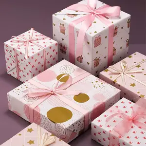 4pcs High-End Gift Wrapping Paper Set, Vibrant Colors, Birthday Patterns, Holiday Decorations, Fun Festive Designs, Multi-Purpose Thick Durable