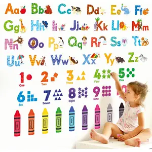 DS-8044  Alphabet Numbers Colour  Stickers  Peel and Stick Removable for Room decor Letters ABC Classroom playroom Decorations Educational Bedroom