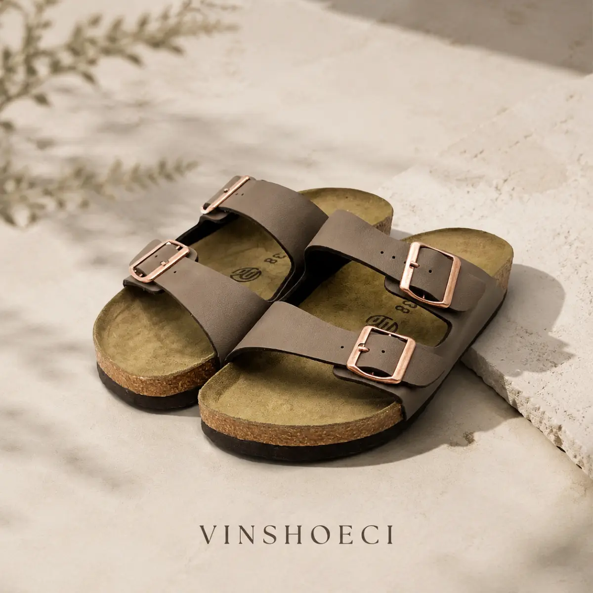Men's Timeless Retro Double Buckle Slide Sandals - Ergonomic Arch-Support Contoured Cork Footbed, Soft Faux Suede Adjustable Strap, Non-Slip Durable Outsole, Casual Summer Daily Footwear