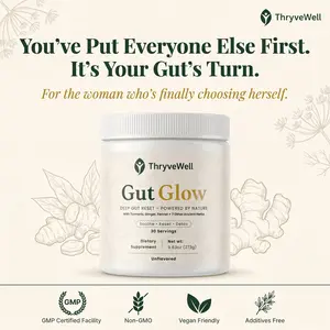 Gut Glow  Daily Gut Health Powder Bloat Relief + Digestion Support Herbal Prebiotic & Probiotic Blend 30 Servings 10+ Natural Ingredients Unflavored