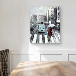 Begin Home Decor C1MP1620SFBLVS 16 x 20 in. Abstract Pedestrian Crossing Wall Art - Red Bedroom Metal Print Decor