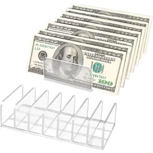 2 Packs Acrylic Mail Organizer Plastic Desk Cash Tray,7 Section Divided Vanity Organize Holder Vertical Letter Sorter for Desktop, Bill, Document, Notebook
