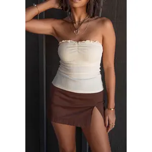 Ruffled Pointelle Tube Top