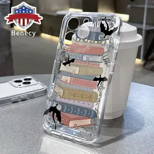 Book Fantasy TPU Pattern Phone Case for iPhone 15 16 14 Pro Max 13 12 11 XR XS Plus Non-Yellowing Drop Protection Transparent Silicone Cover Cellphone Protective