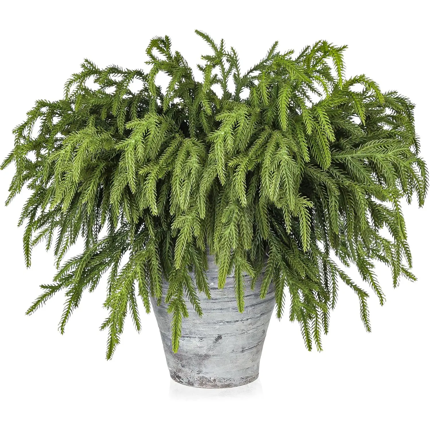 6/12 Pcs Pine Branches - 18 Inch Artificial Green Pine Stem - Faux Greenery Plants Real Touch Christmas Greenery Pines Branches for DIY Flower Arrangement Home Indoor Christmas Decor Decorative Fake Greenery