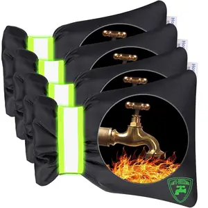 Outdoor Faucet Covers for Winter - 4 Pack Pro 6.7" W x 8.3" H Outdoor Water Faucet Cover Socks for Winter Freeze Protection Pipe Insulation   Insulated Spigot backflow Cover,Black