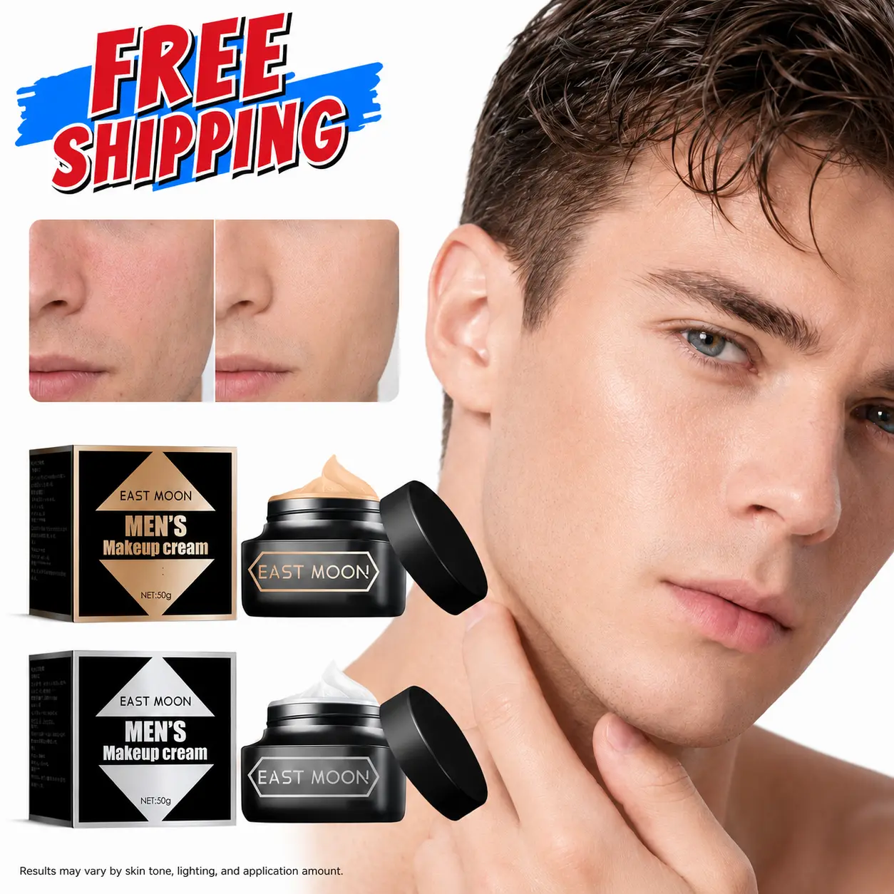 Men's Natural Makeup Cream Face Cream Lightweight Tone Up Buildable Coverage Clean No Makeup Look 50g  For Work Dates Photos