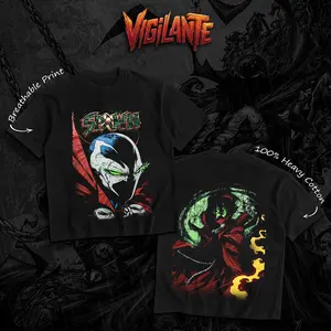 [VIGILANTE] The Spawn Heavy Cotton T-Shirt For Comic Fans Menswear Geek Outfit Graphic Tee DTG Breathable Print