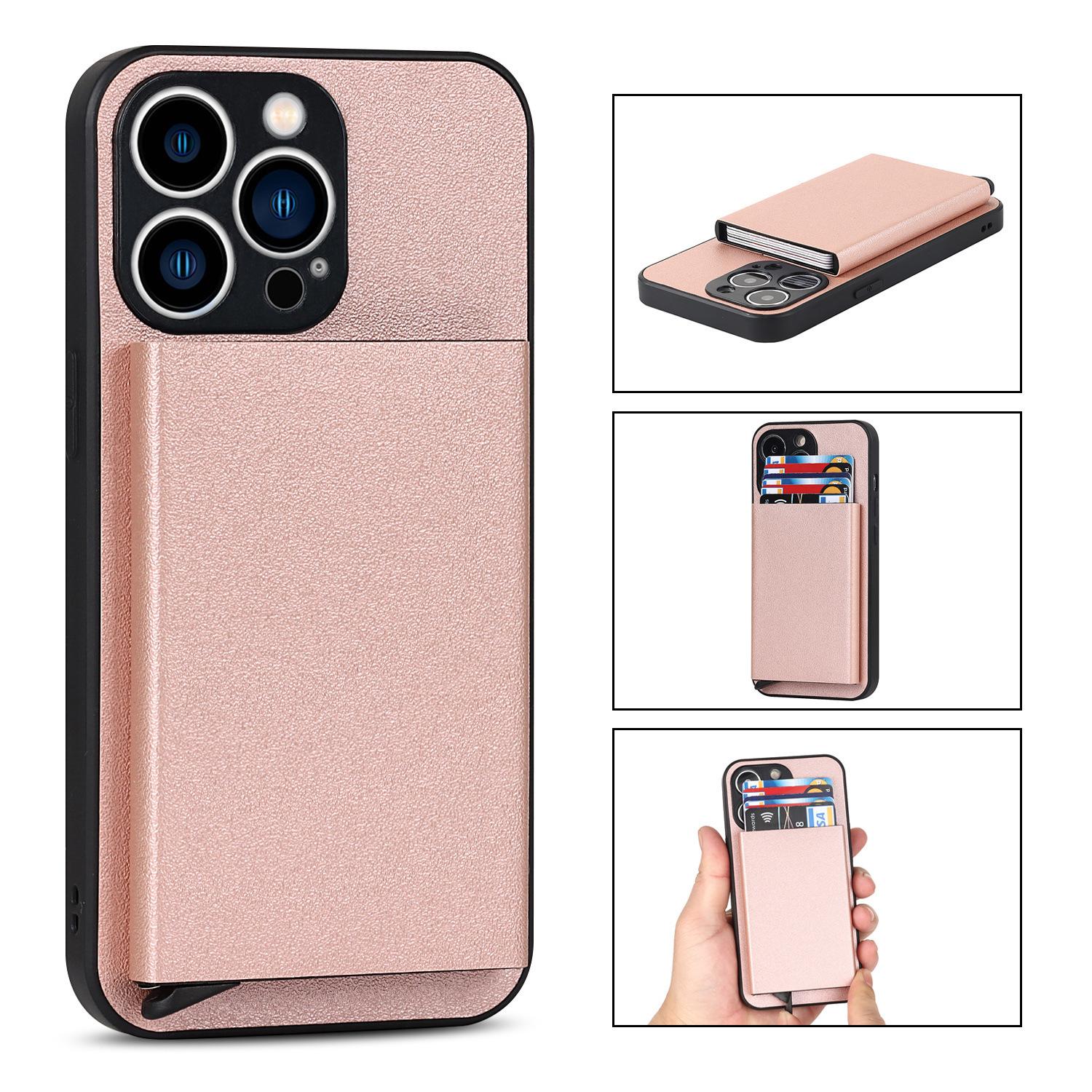 Suitable for iPhone 14 PROMAX plug-in phone case  Apple 11 aluminum alloy wallet phone case IP13 protective case
