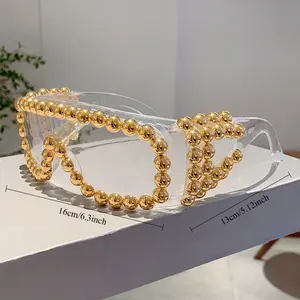 Protection Black Fashion Glasses with Golden Artificial - Fashionable Avant-Garde Design for Street Photography, Parties & Beach s