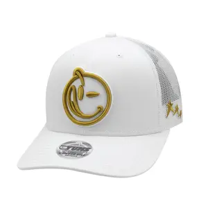 YUMS Wild Style 02 Snapback - White and Gold Streetwear Fashion Hat Embroidered Cap Mesh Back Panels