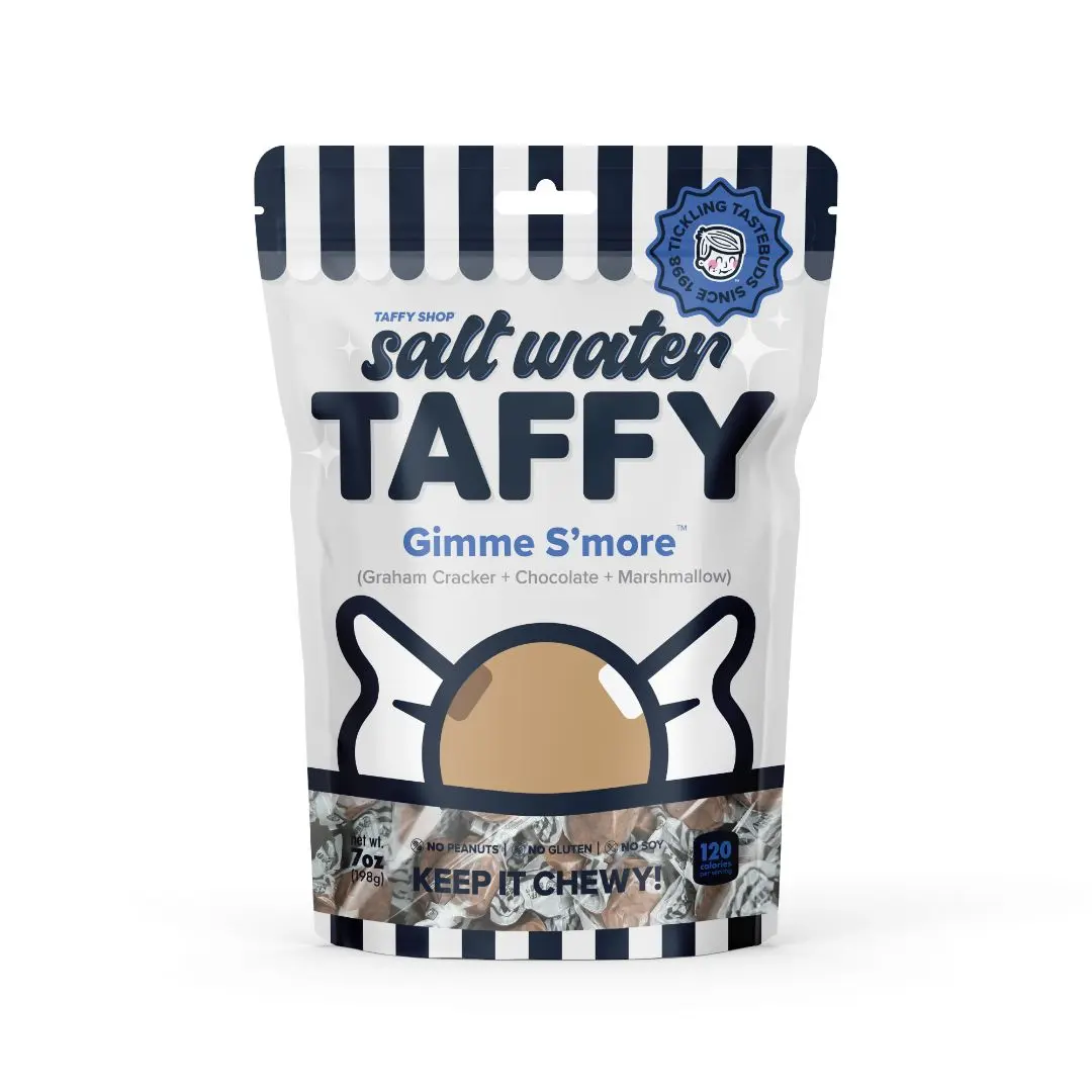 Taffy Shop, Gimme S'more Salt Water Taffy - Graham Cracker Chocolate Marshmellow Chewy Candy