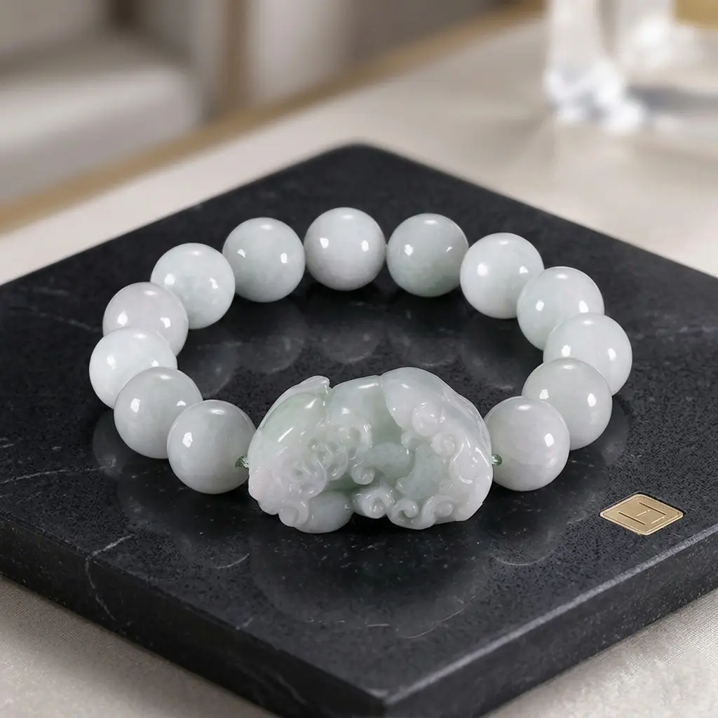 Natural Jade Pixiu Bracelet for Men | Hand-Carved Jade Beaded Natural Jade Pixiu Bracelet for Men | Hand-Carved Jade Beaded