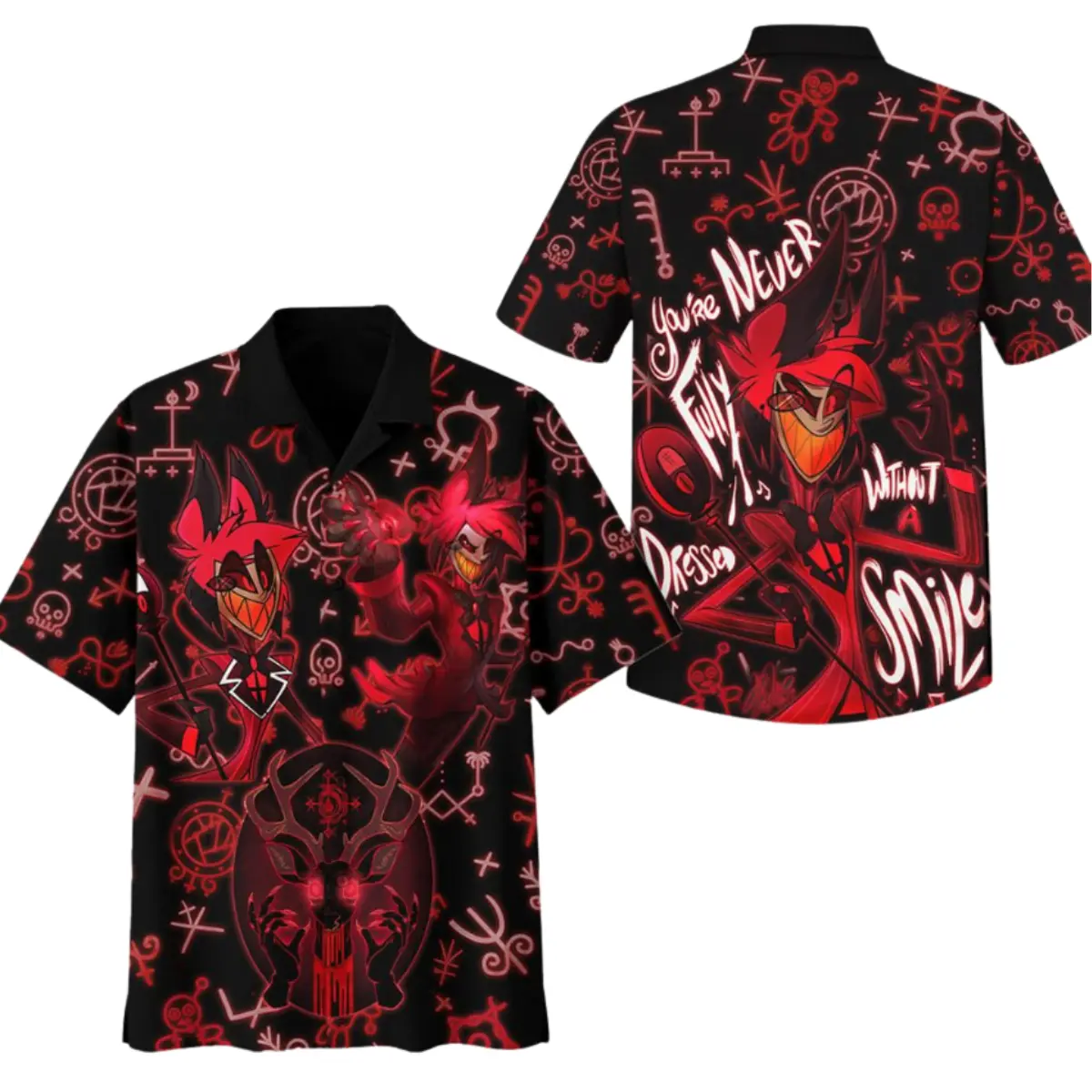 Hazbin Hotel You’re Never Fully Dressed Without A Smile Hawaiian Shirt,Alastor Shirt, Vacation Aloha Beach Tee