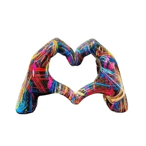 Mini Heart-Shaped Gesture Resin Sculpture - Stylish Modern Art Decor, Home & Office Statue, Ideal Gift for Friends Antique History Coin Edition Collector's christmas unique