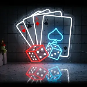 Poker Card-Shaped Neon Sign Light, With Dimmable Function; LED Neon Lights, Powered By USB; Suitable for Use in Bedroom Gaming Rooms, Casino Bars, Entertainment Venues for Wall Decoration, As Well as in Men’s Exclusive Spaces .