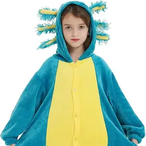 Unisex Axolotl Onesie Pajamas, Animal One Piece Costume Sleepwear Halloween Cosplay Homewear