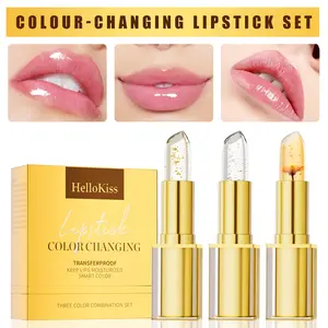 3PC Moisturizing Color-Changing Lipstick Balm – pH Temperature Reactive Tint, Gold Crystal Glow Finish, Smooth Hydration for Soft Shiny Everyday Lips.