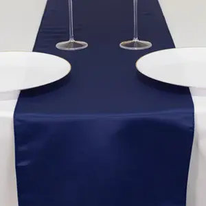 Lamour Satin Table Runner 12"x108" Navy Blue - Lustrous Wedding Decor