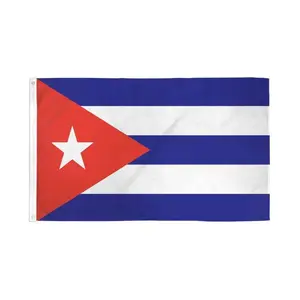 Cuba Flag 2x3ft Poly with Header Tape and 2 Metal Grommets Dye-Sublimated Bold Colors Double-Stitched Edges