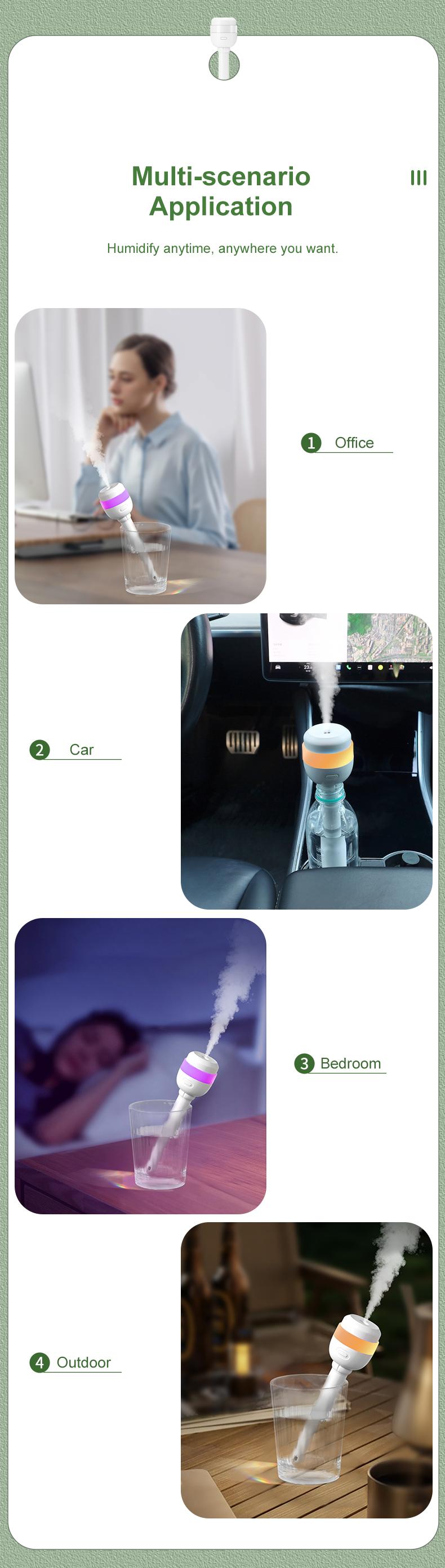 Portable Mini Humidifier,Air Purifiers,Colorful,USB Powered,Water Shoortage Protection, Ultra-Quiet, Portable Mini Air Purifiers foor Bedroom Desk Car Travel Office Baby