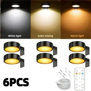 3/6/9PCS Display Lights, Wall Lights, Picture Lights, USB Rechargeable Batteries, With Remote Control, Three-color Adjustable Lighting, With Timer Function, Magnetic Installation, Suitable For Commercial And Household Use