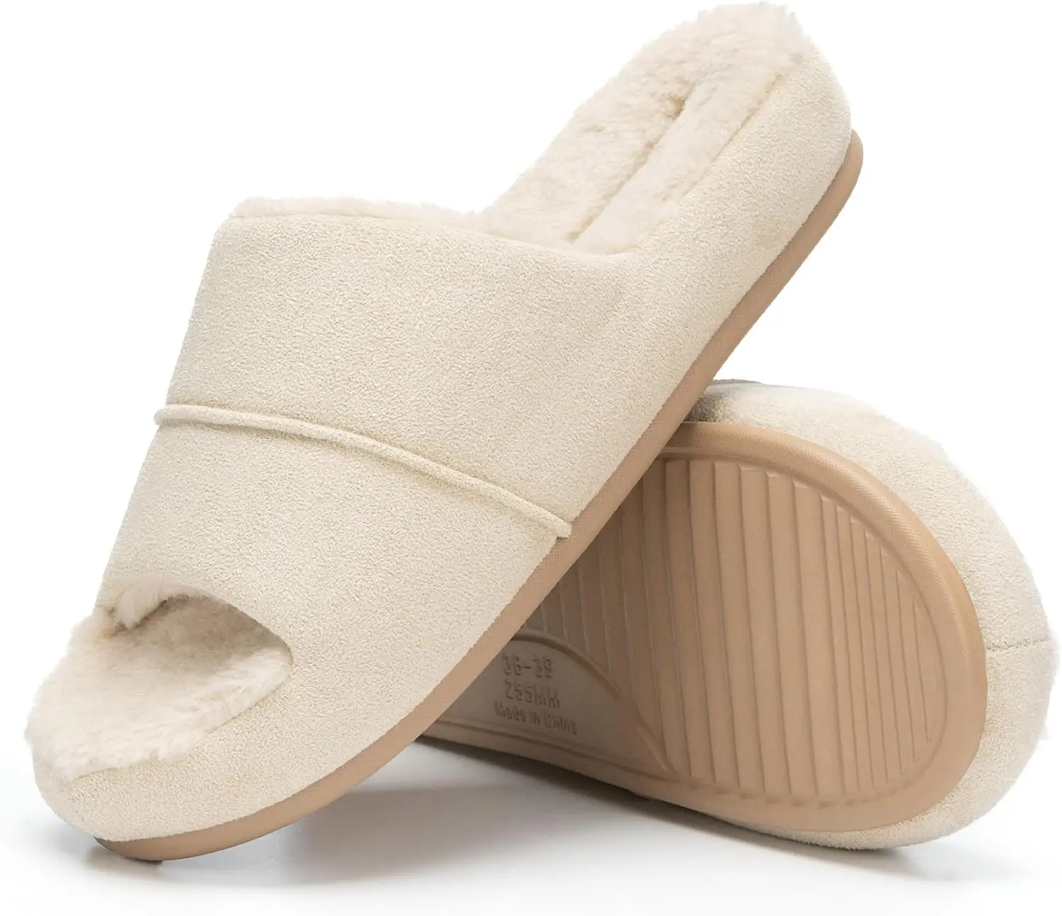 Chantomoo Unisex Memory Foam Slippers Faux Fur Lined Suede Fuzzy Cozy House Shoes Gift